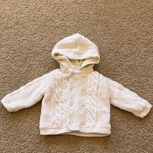 Gap baby Cozy White Knit Baby Hooded cardigan fleece